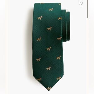 J. Crew Men’s 100% Silk Holiday Dog Tie Santa Hat Dark Green One Size NWT NEW